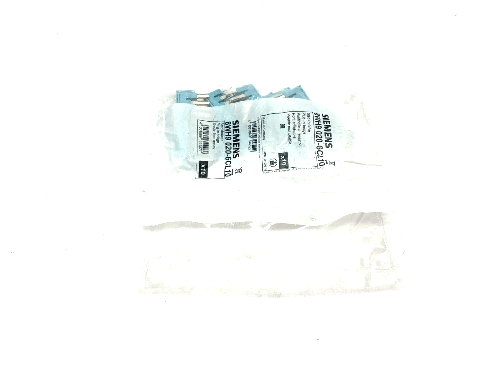Siemens 8WH9020-6CL10 Plug-In Bridge Jumper Bar 10-Pole 6mm Space PKG OF 10 - Maverick Industrial Sales