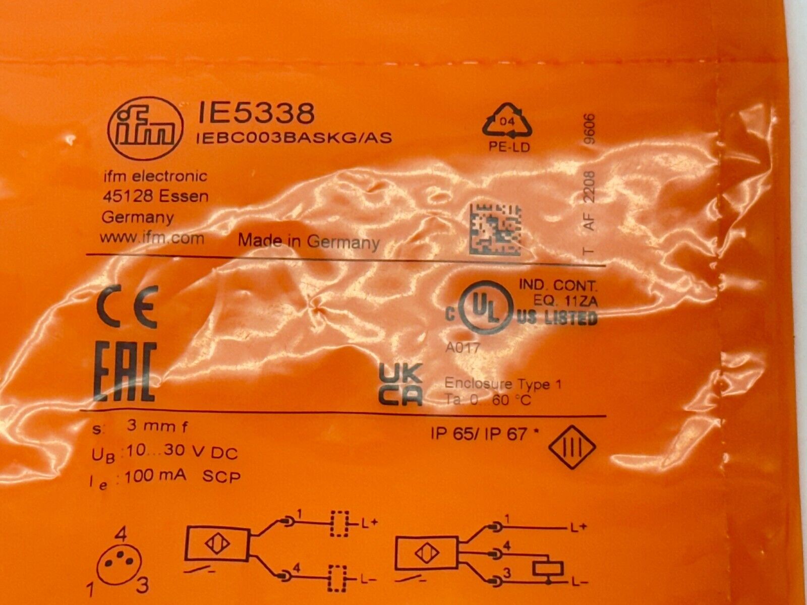 IFM IE5338 Inductive Sensor IEBC003BASKG/AS - Maverick Industrial Sales