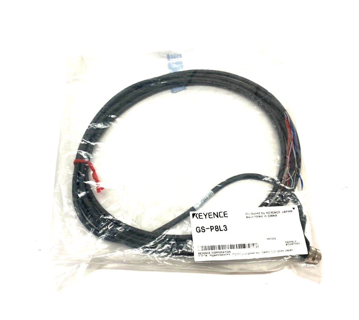 Keyence GS-P8L3 Single Ended Connection Cable M12 L-Shaped Connector - Maverick Industrial Sales