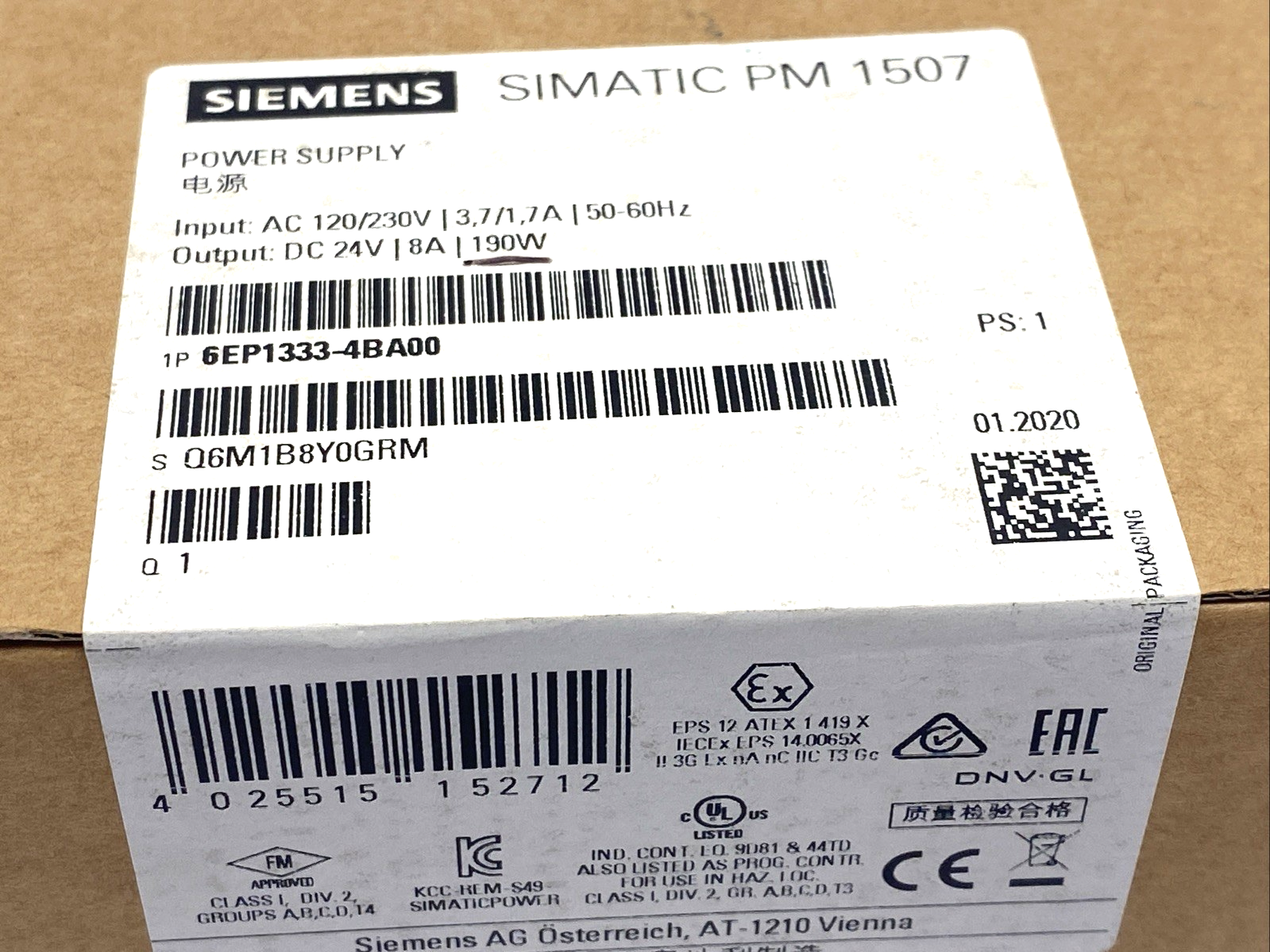 Siemens 6EP1333-4BA00 Power Supply 120/230V 3.7/1.7A 24VDC 8A 190W - Maverick Industrial Sales