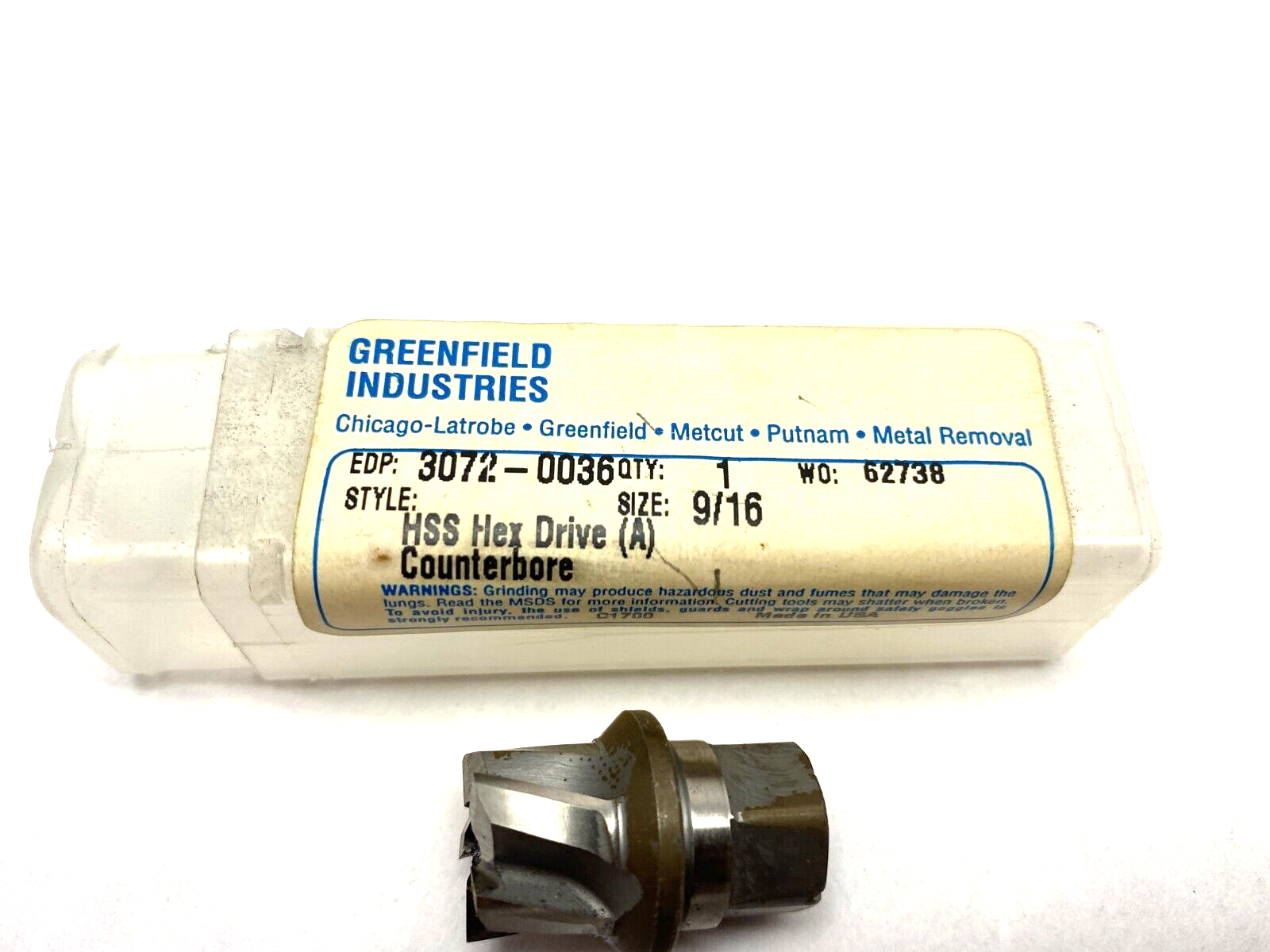 Greenfield Metcut 3072-0036 Hex Drive Counterbore Mill Tip 9/16" - Maverick Industrial Sales
