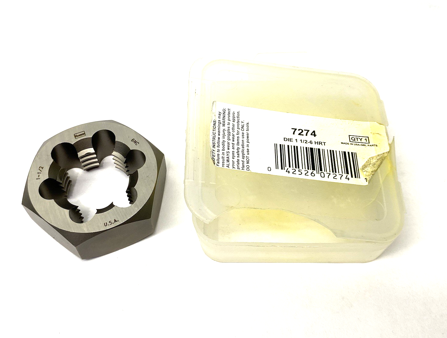 7274 | Irwin® Hanson® Flat Hex Rethreading Die, 1-1/2-6 UNC Thread - New – Open box - Maverick Industrial Sales