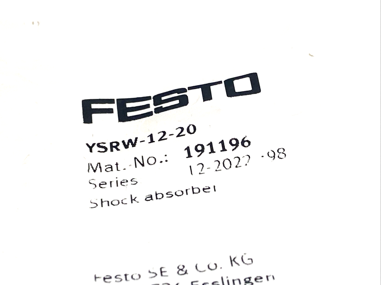 Festo YSRW-12-20 Shock Absorber 20mm Stroke 191196 - Maverick Industrial Sales