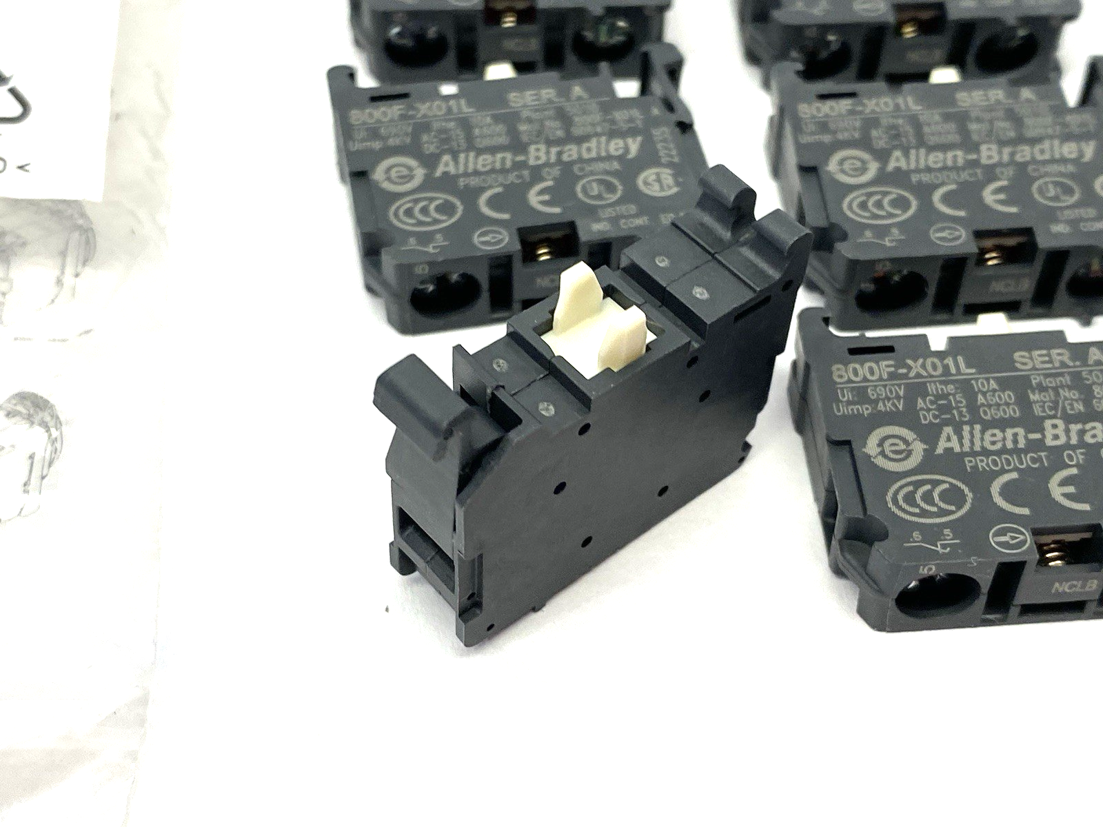 Allen Bradley 800F-X01L Ser. A Contact Cartridge Block PKG OF 8 - Maverick Industrial Sales
