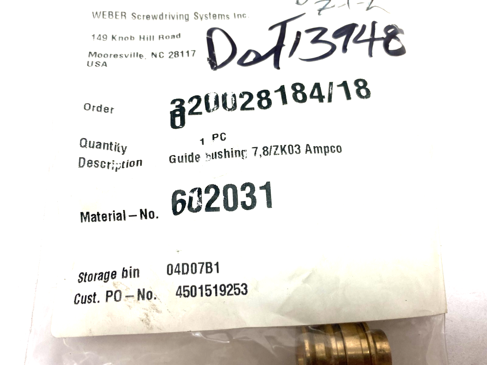 602031 | Weber Guide Bushing 7,8/ZK03 Ampco - New – Open box - Maverick Industrial Sales