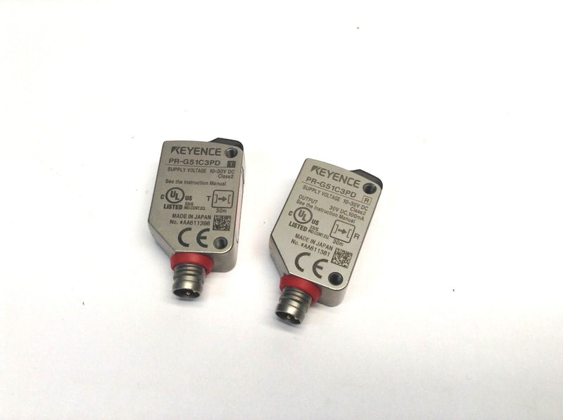 Keyence PR-G51C3PD Throughbeam Sensor Set, Transmitter & Receiver M8, 3-Pin - Maverick Industrial Sales