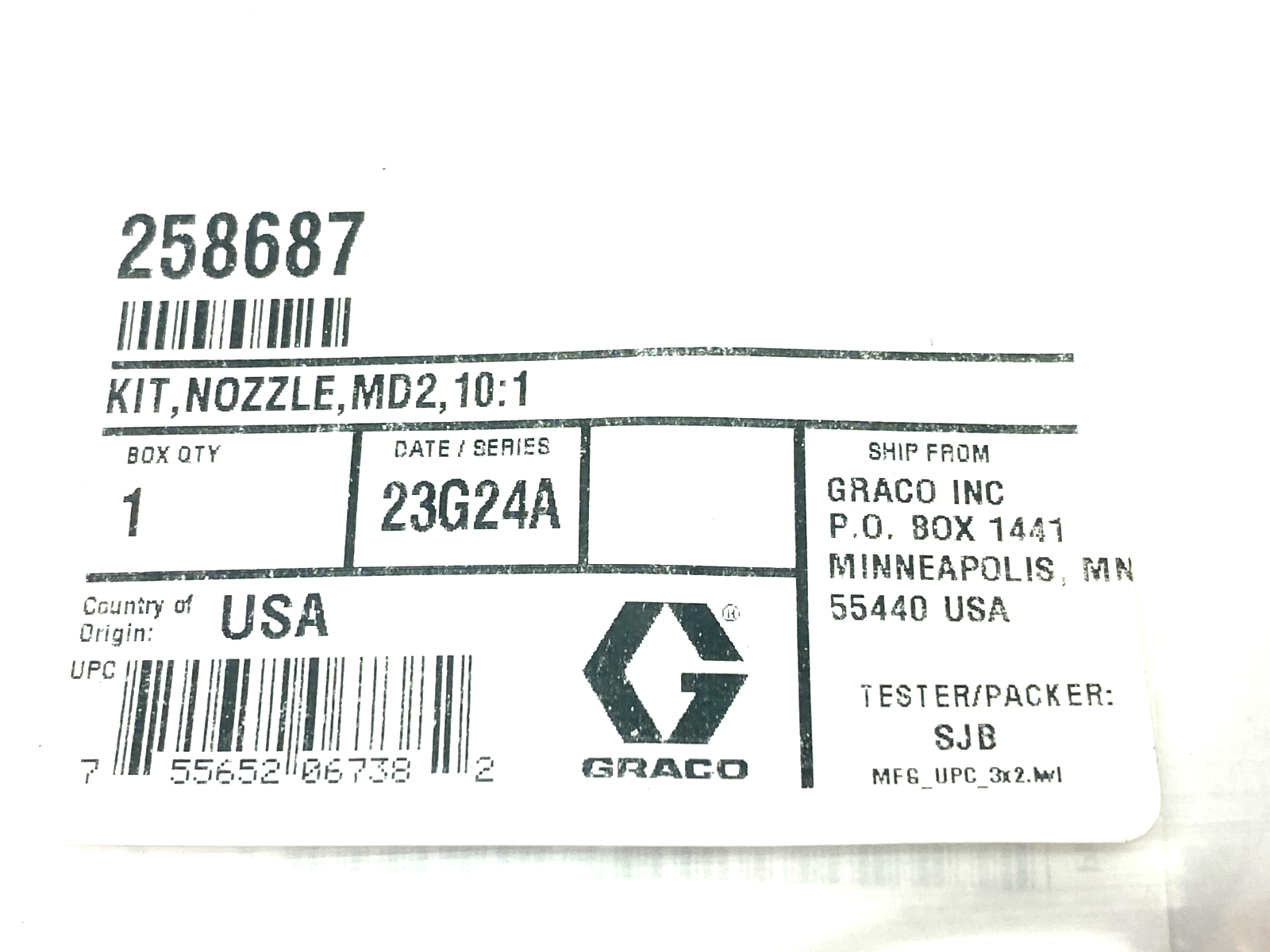 258687 | Graco Check Tip Kit, Nozzle, MD2, 10:1 - New - Maverick Industrial Sales