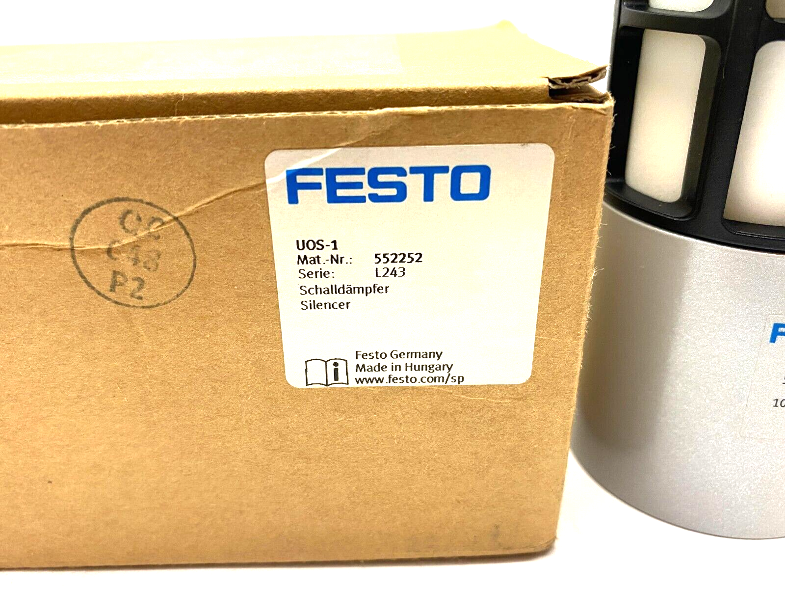 Festo UOS-1 Series J443 Pneumatic Silencer, 10 bar/145 PSI 1.0 Mpa Max 552252 - Maverick Industrial Sales
