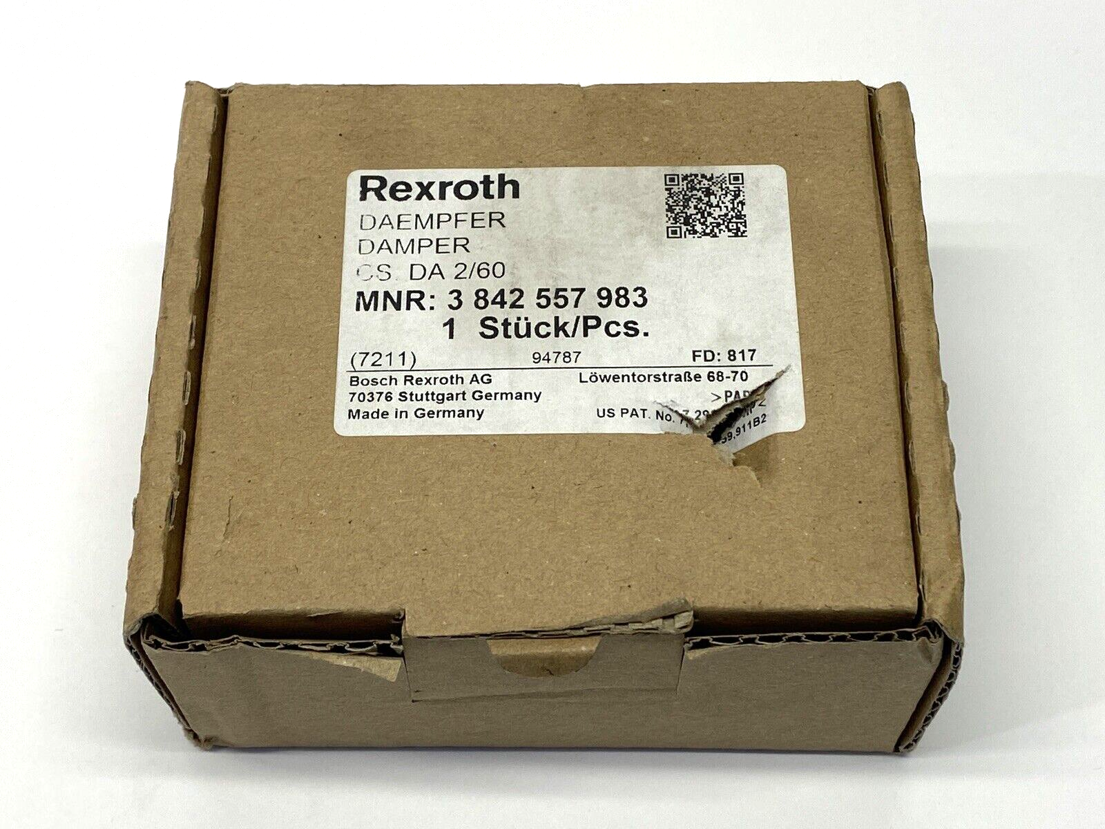 3842557983 | Bosch Rexroth Damper Unit Pneumatic, CS: DA 2/60 - New – Open box - Maverick Industrial Sales
