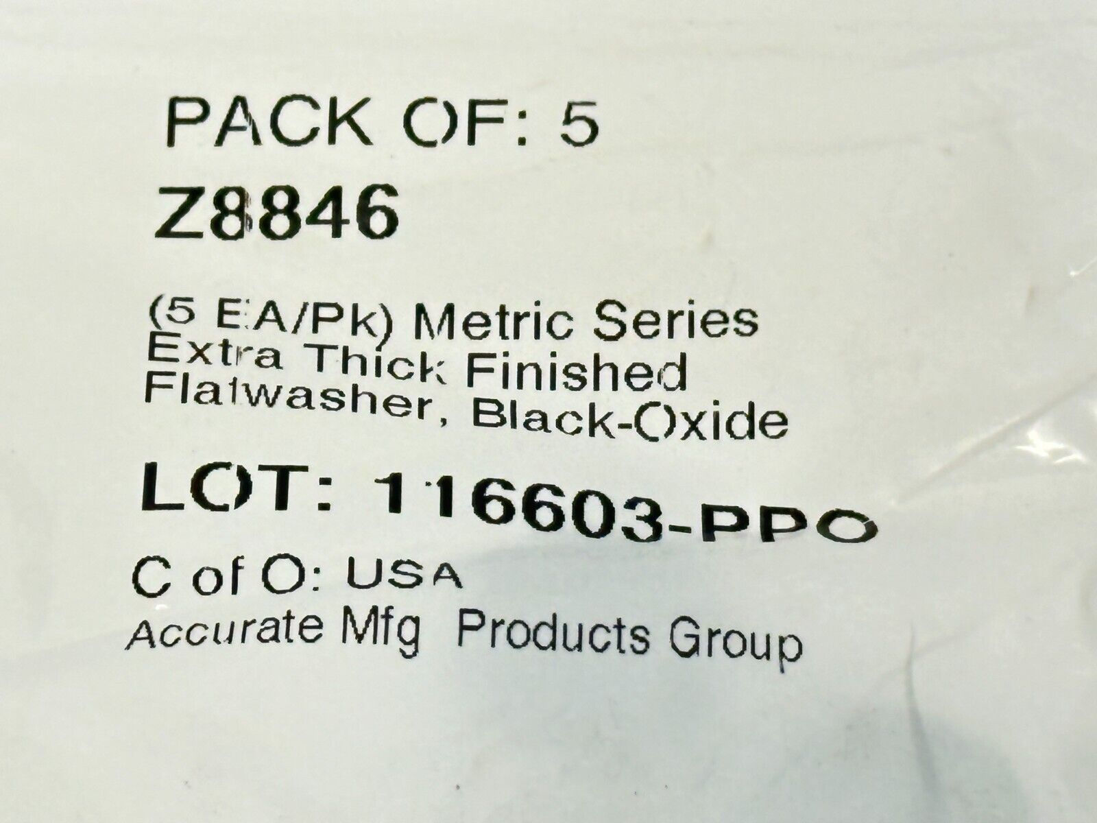 Accurate Mfg Z8846 Metric Series Extra Thick Finished Flatwasher PACK OF 5 - Maverick Industrial Sales