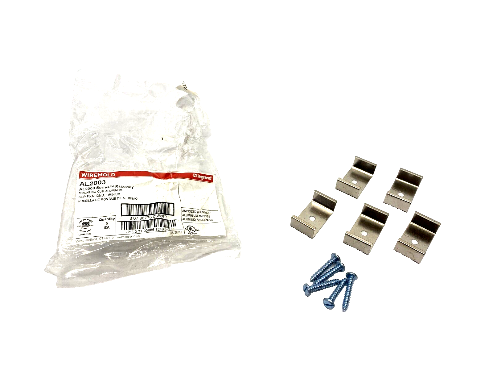 Legrand AL2003 Wiremold Spring Steel Mounting Clip 5-PKG - Maverick Industrial Sales