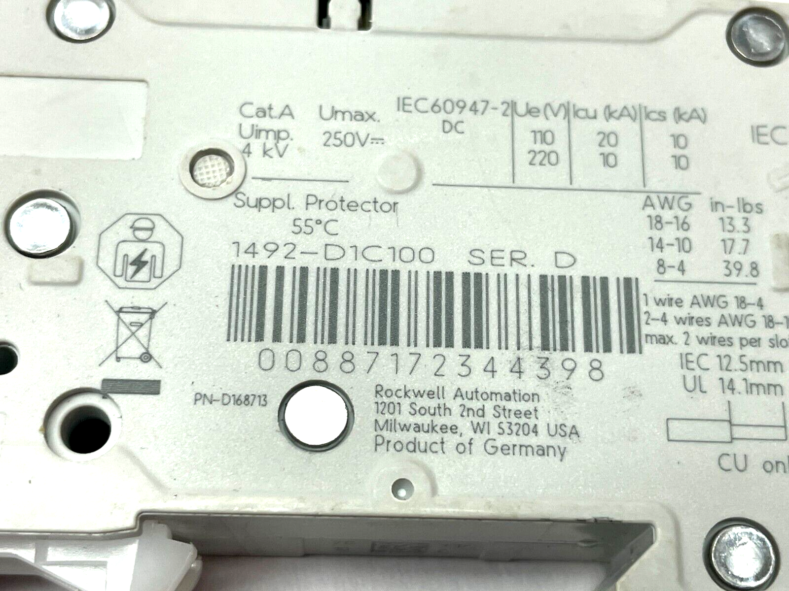 Allen Bradley 1492-M1D320 Ser. D Miniature Circuit Breaker - Maverick Industrial Sales