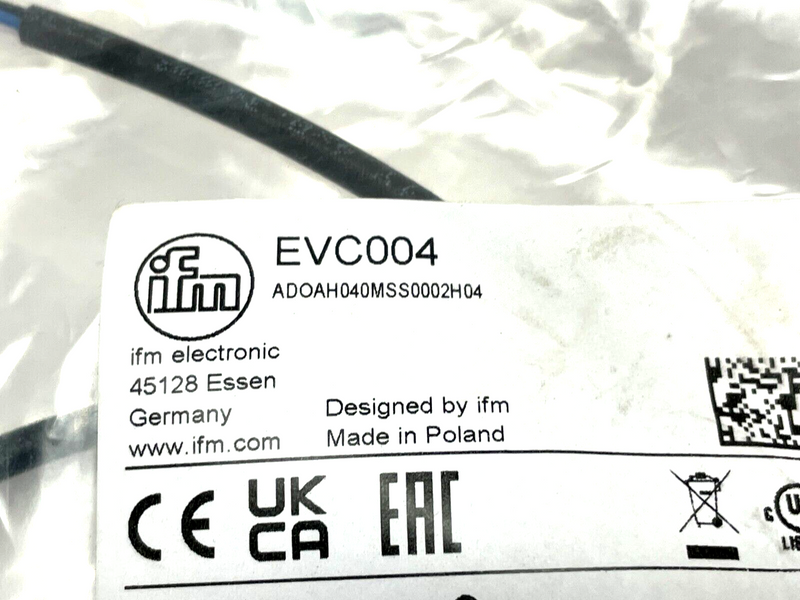 IFM EVC004 Single-Ended Right Angle Cordset 2m Length ADOAH040MSS0002H04 - Maverick Industrial Sales