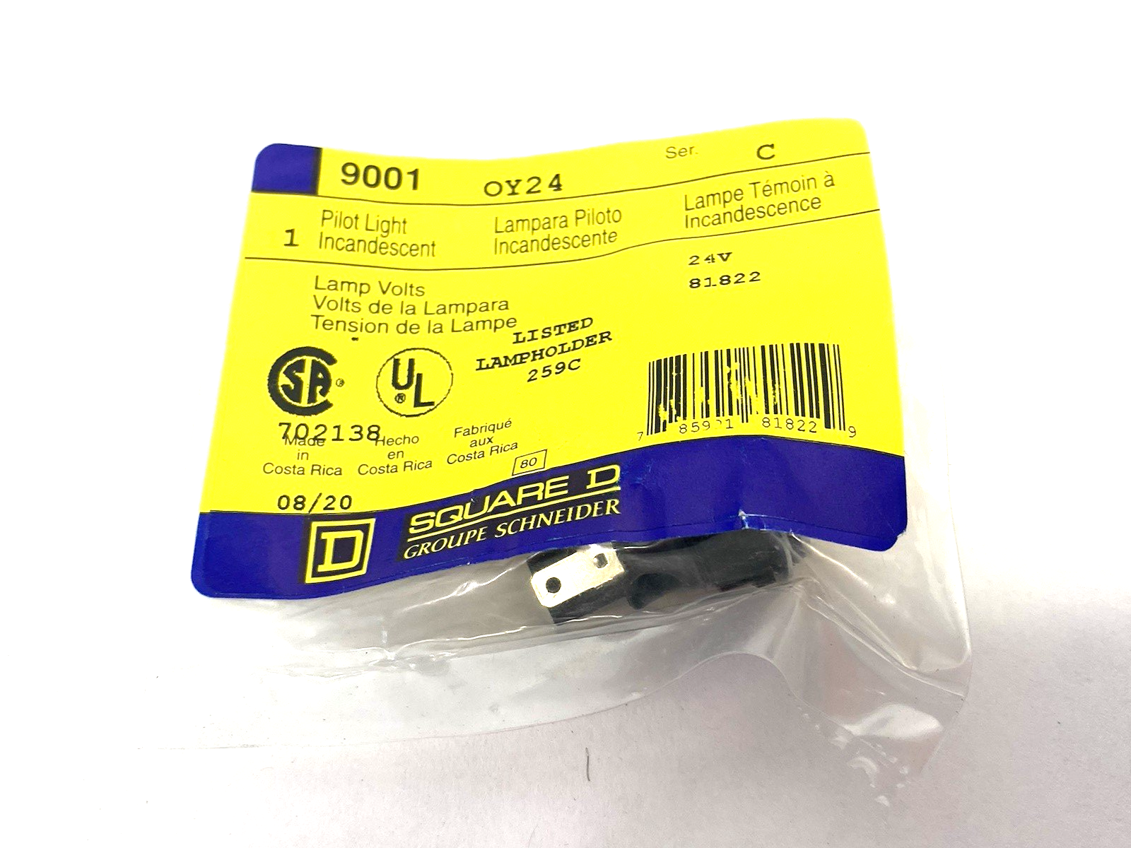 Schneider Square D 9001OY24 Yellow Incandescent Pilot Light Type O - Maverick Industrial Sales