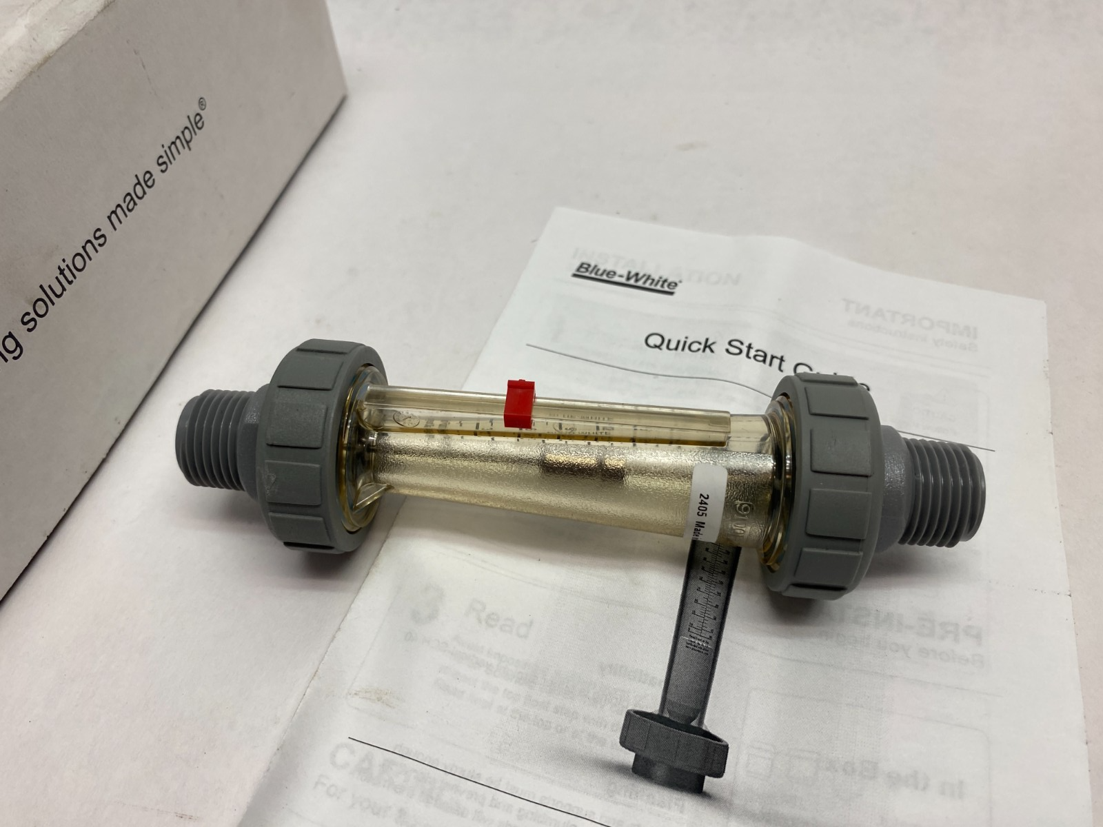 Blue-White F-44500L-8-22Q Polysulfone Variable Area Flow Meter 1/2" MNPT - Maverick Industrial Sales