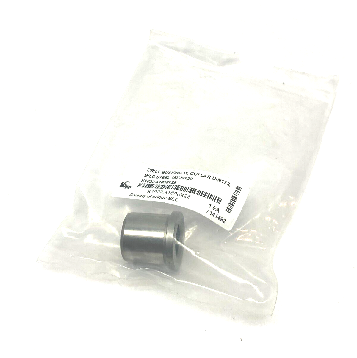K1022.A1600X28 | Kipps Collared Drill Bushing 16x26x28 DIN172 - New - Maverick Industrial Sales
