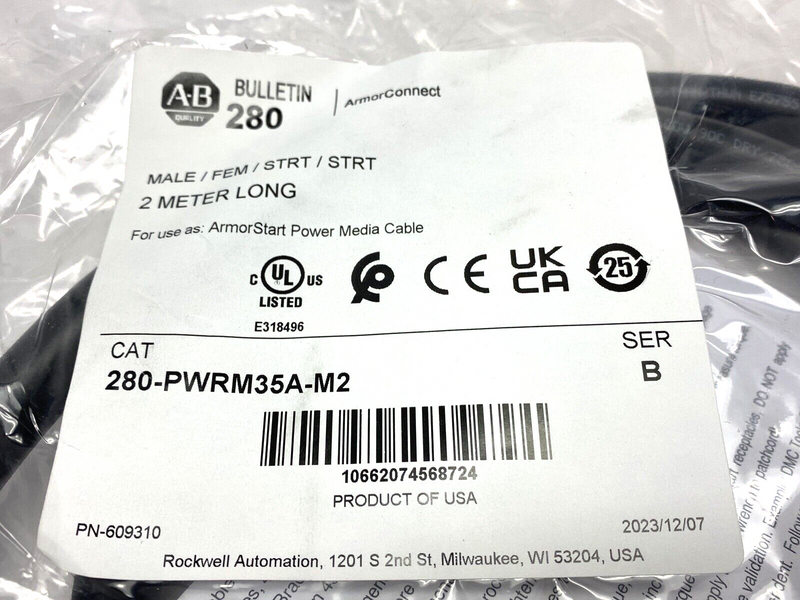 Allen Bradley 280-PWRM35A-M2 ArmorStart Power Media Cable M/F 2m Ser. B - Maverick Industrial Sales