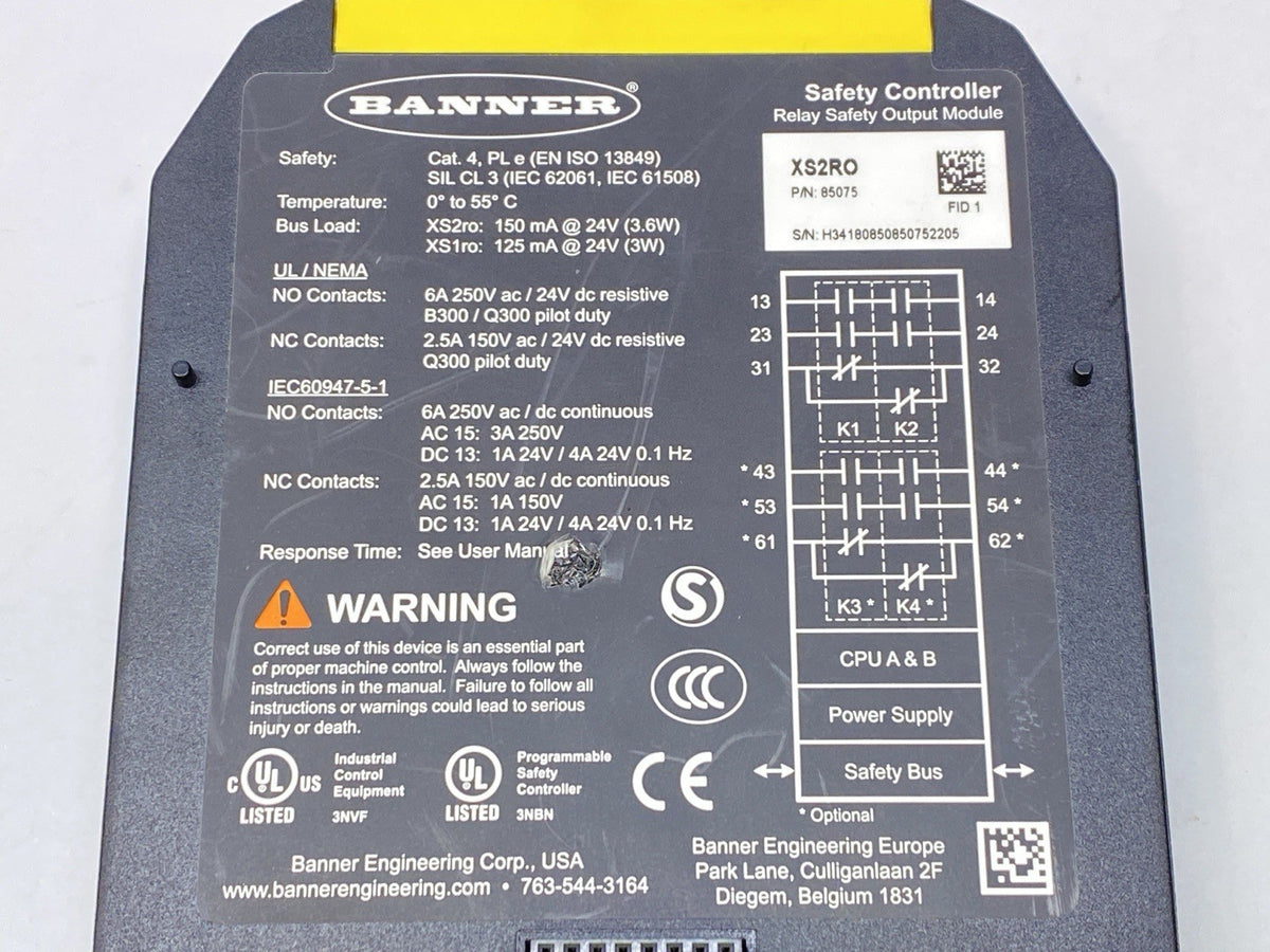 Banner XS2RO Expandable Safety Controller Dual Relay Safety Output Module 85075 - Maverick Industrial Sales