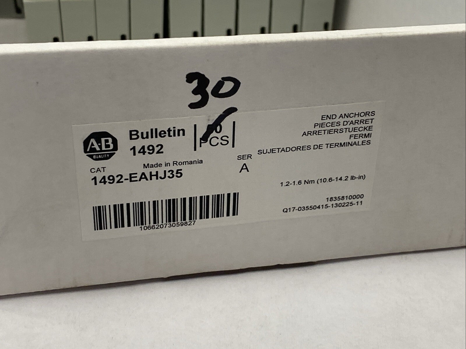 Allen Bradley 1492-EAHJ35 Terminal Block End Anchor Gray LOT OF 30 - Maverick Industrial Sales