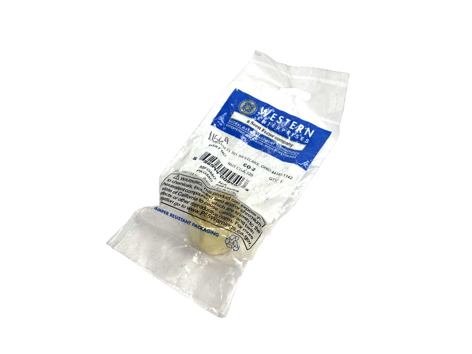 Western Enterprises CO-2 Brass Regulator Nut, CGA-320, LOT OF 3 - Maverick Industrial Sales