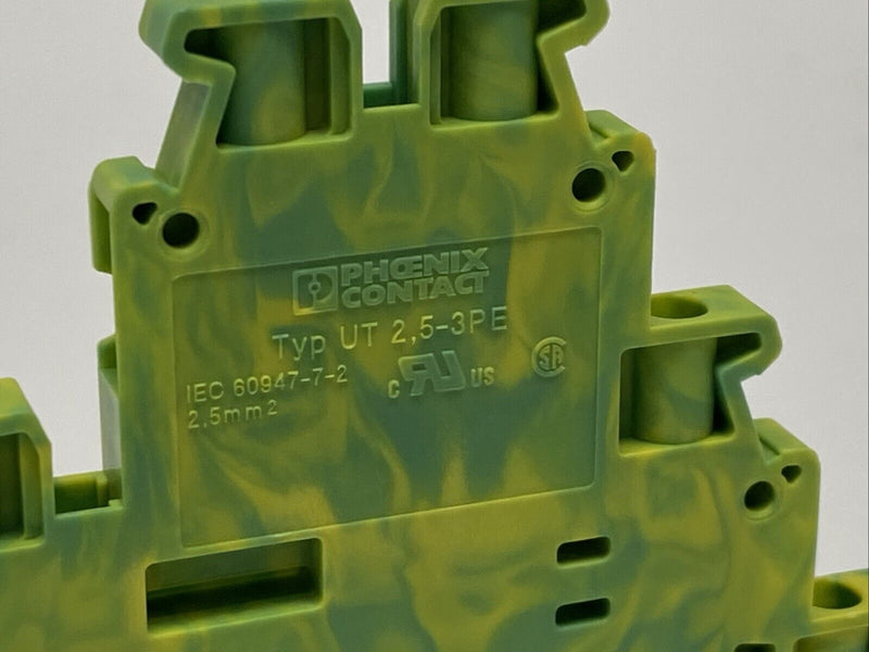 Phoenix Contact UT 2,5-3PE Ground Terminal Block Green/Yellow 3214275 LOT OF 5 - Maverick Industrial Sales