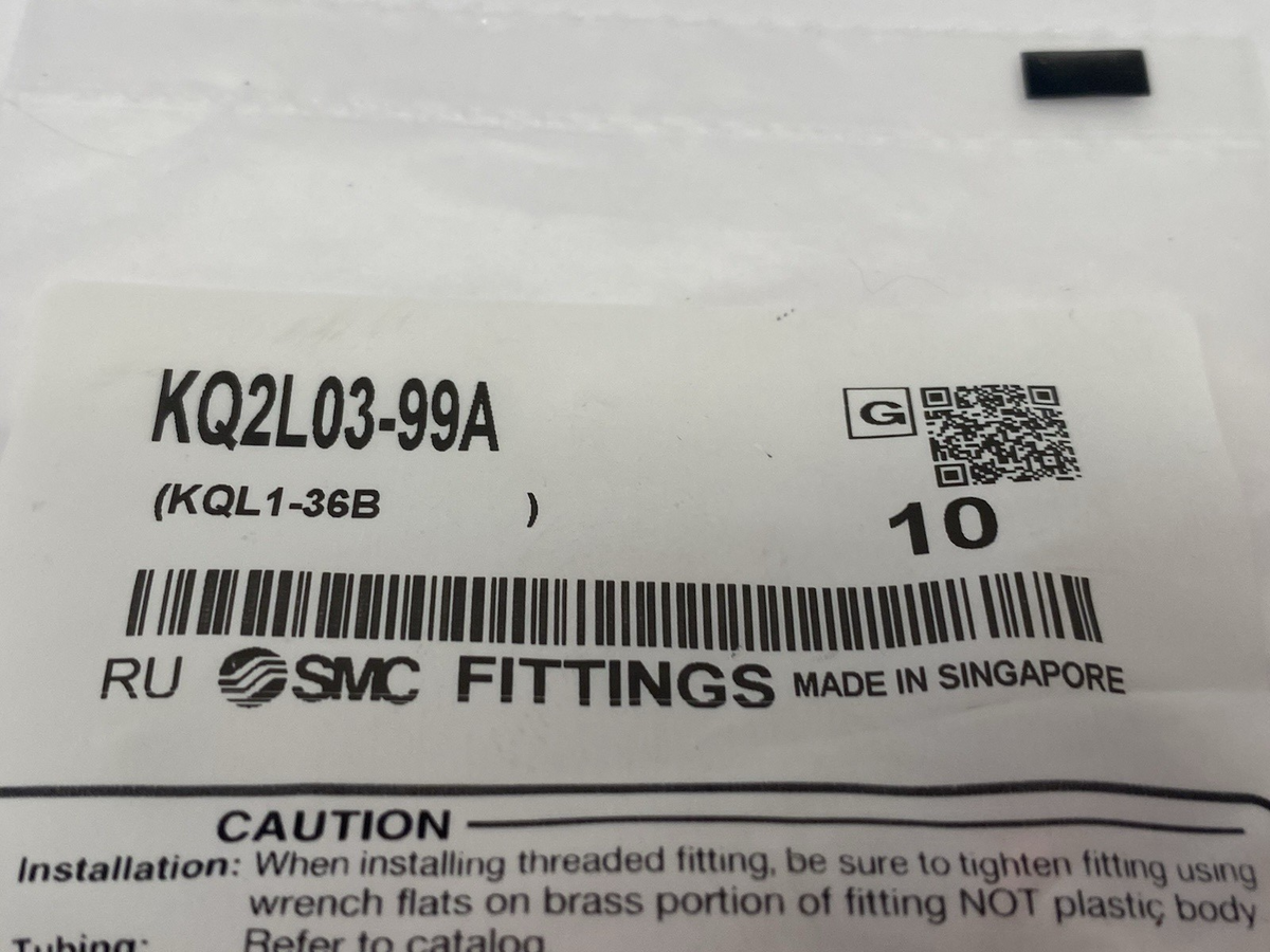 KQ2L03-99A | SMC One-Touch Extended Plug-In Elbow Fitting, 5/32" Tube OD, 10-PACK - New - Maverick Industrial Sales
