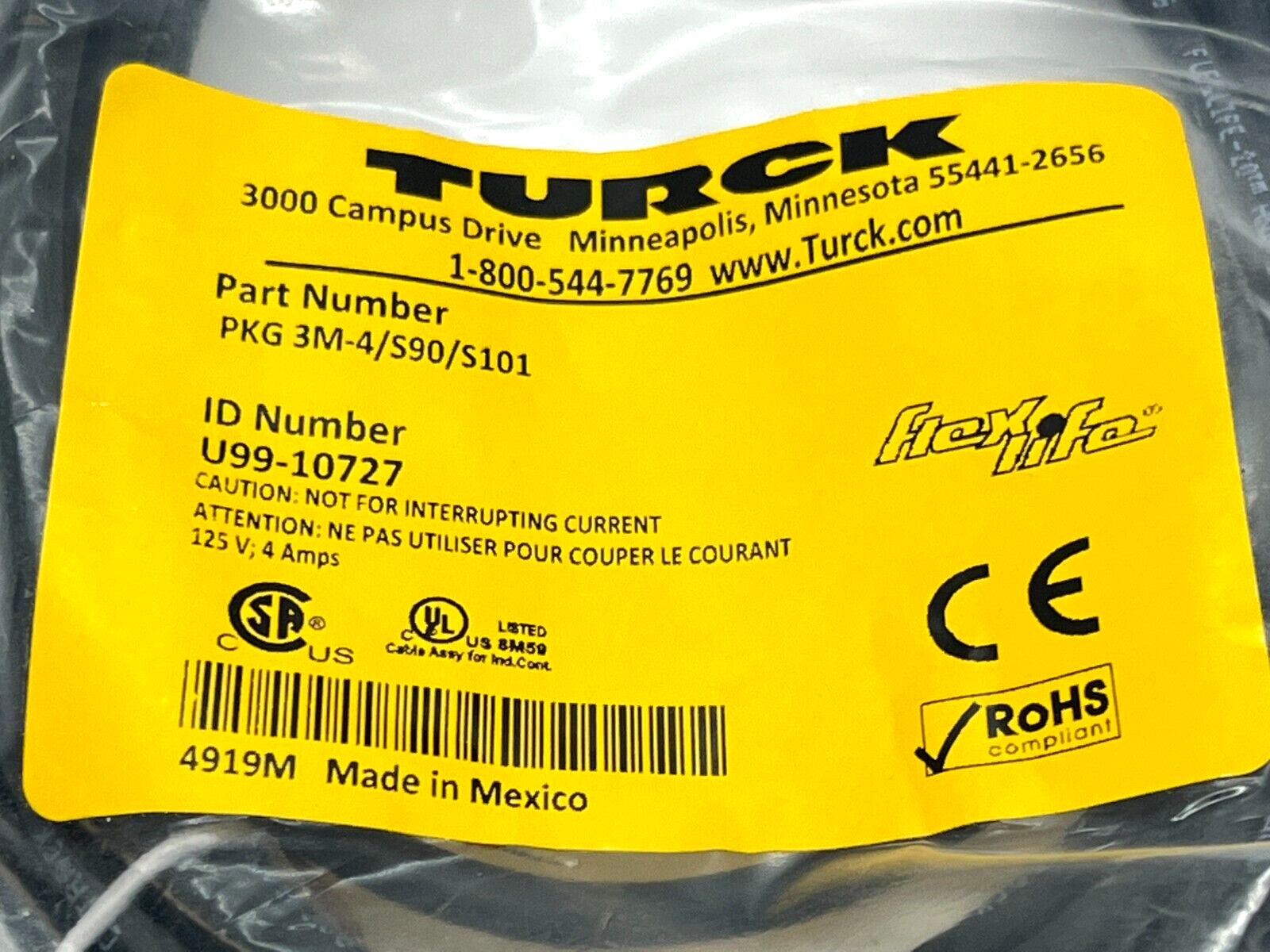 Turck WS 4.4T-4/S760/S771 Eurofast Cordset M12 Male U-61388 - Maverick Industrial Sales