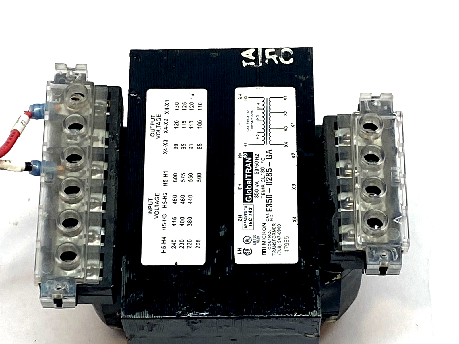 Micron GlobalTRAN E350‑0285‑GA 350VA control transformer 208‑600V 85‑130V - Maverick Industrial Sales