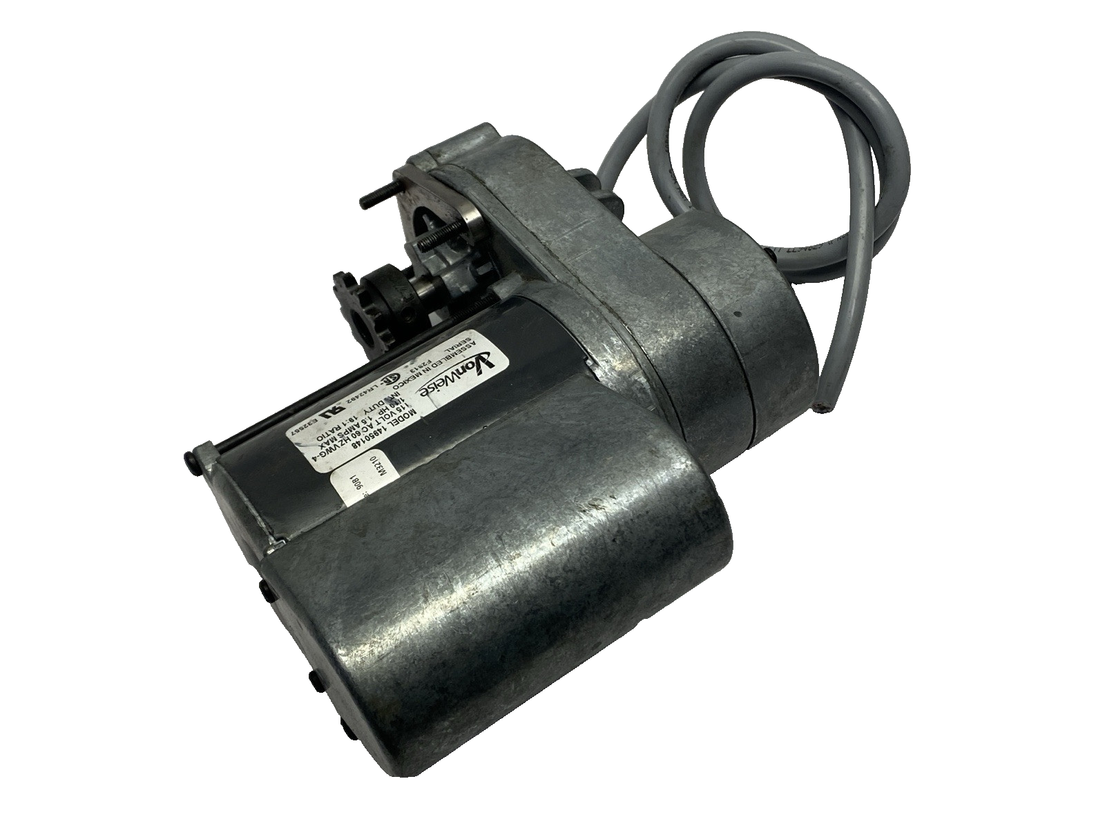 VonWeise 14950148 GearMotor 115V AC 1/10HP 1.5A 19:1 Ratio VWG-4 CUT CONNECTOR - Maverick Industrial Sales