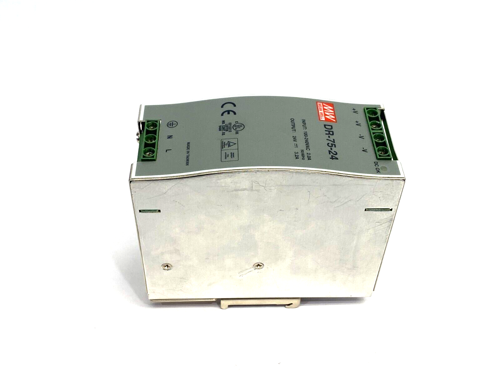 Meanwell DR-75-24 Power Supply DIN Rail Mount 100-240VAC 2.0A Input 24V Output - Maverick Industrial Sales