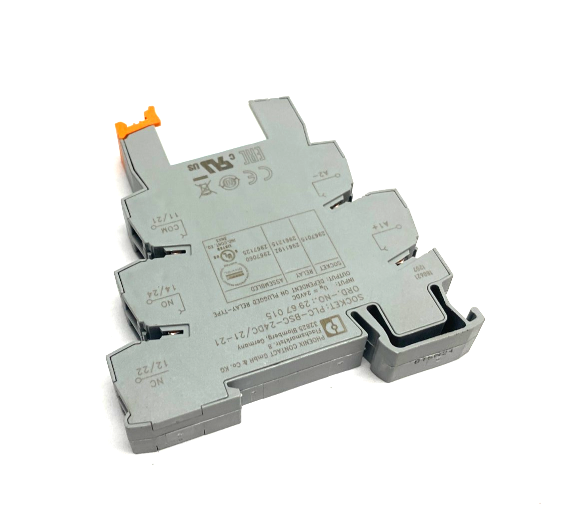Phoenix Contact PLC-BSC-24DC/21-21 Relay Socket Base 2967015 w/ 2961192 Relay - Maverick Industrial Sales