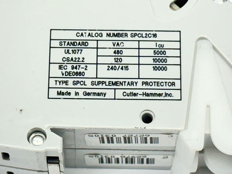 Cutler Hammer SPCL2C16 Circuit Breaker 2-Pole 16A 240/415V - Maverick Industrial Sales