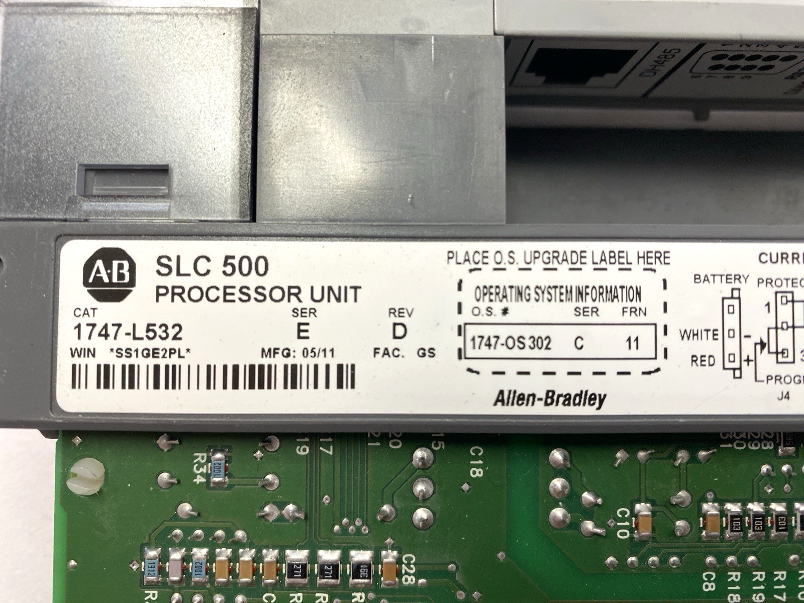 1747-L532 | Allen Bradley Ser. E Rev. D SLC 500 Processor Unit 1747-OS302 Ser. C - For parts or not working - Maverick Industrial Sales