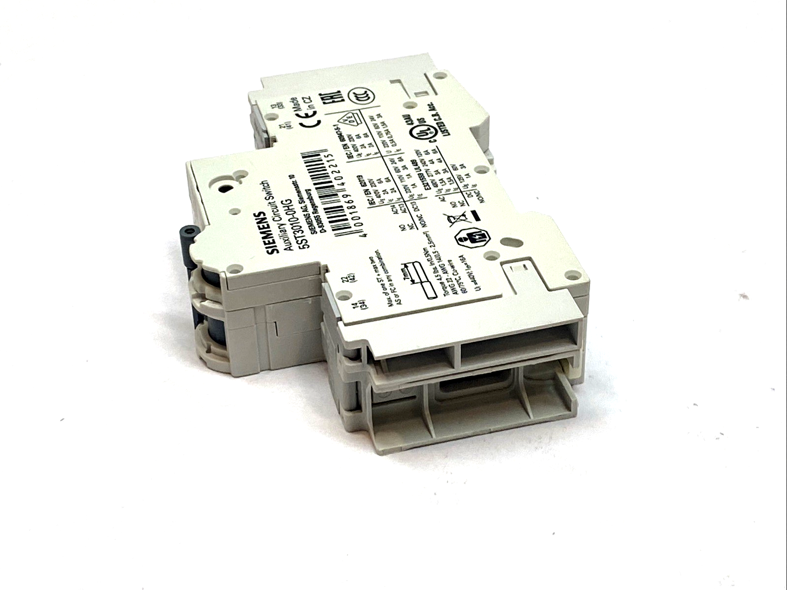 Siemens 5SJ4110‑7HG41 Miniature Circuit Breaker w/ Auxiliary Switch 5ST3010‑0HG - Maverick Industrial Sales