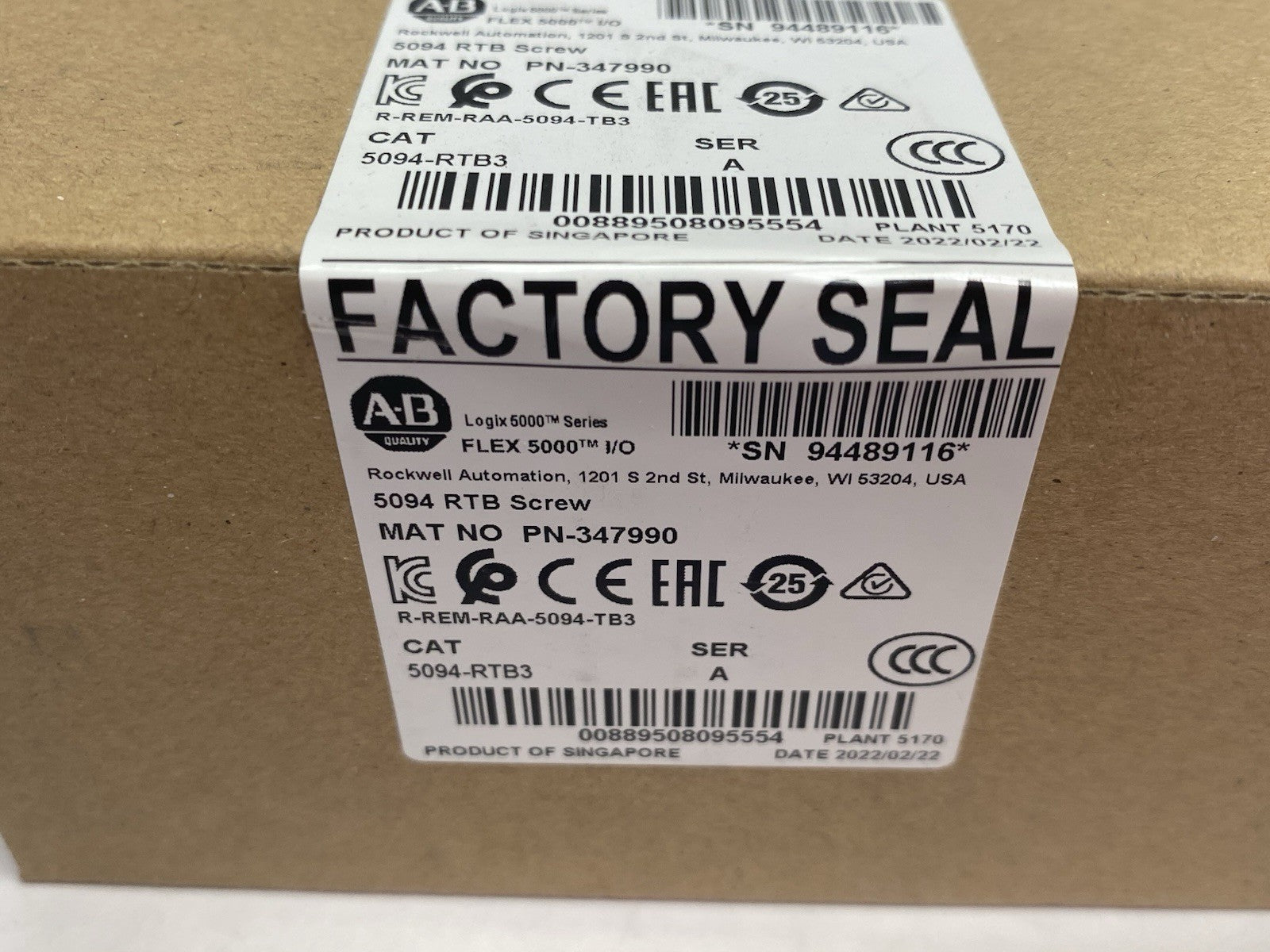 5094-RTB3 | Allen Bradley Ser. A FLEX 5000 I/O RTB Screw Terminal Module - New - Maverick Industrial Sales