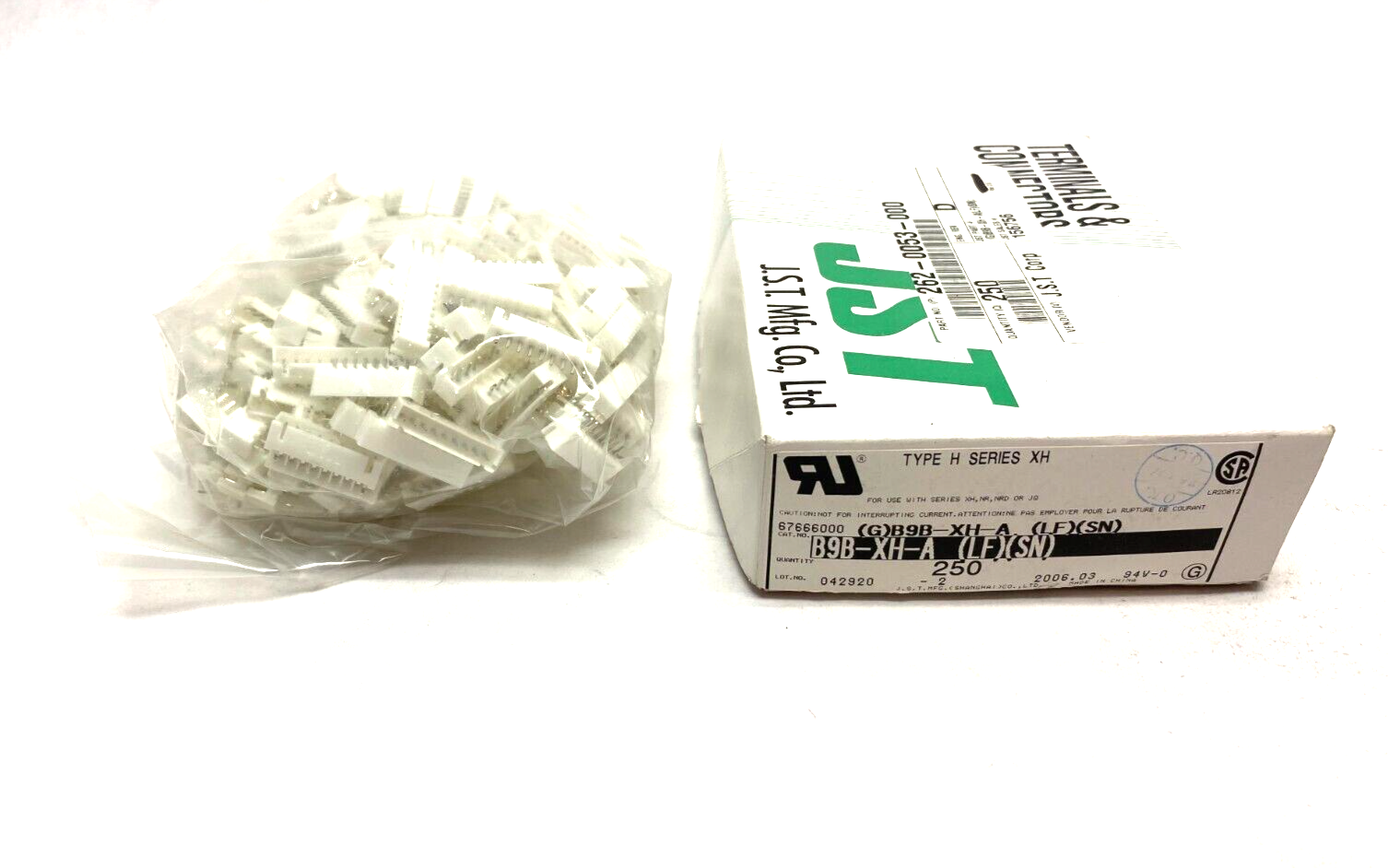 B9B-XH-A | JST Manufacturing (LF)(SN) Shrouded Header Connector Type H PKG OF 250 - New - Maverick Industrial Sales