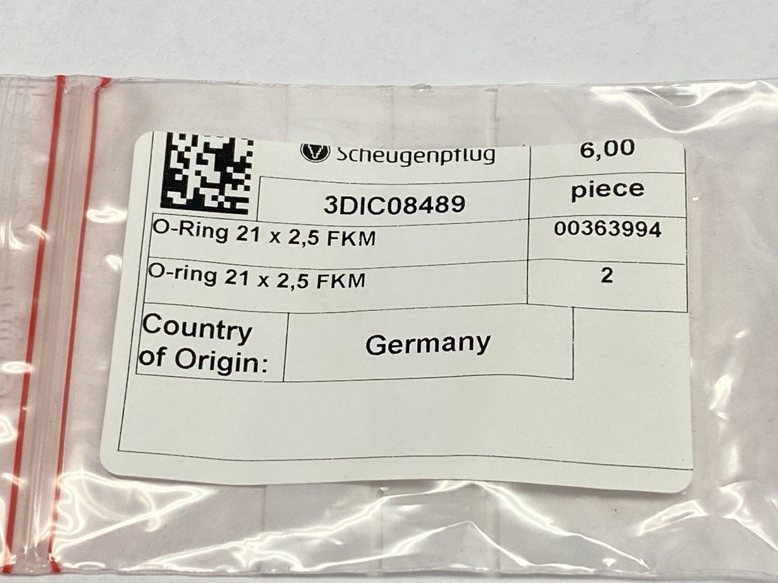 Scheugenpflug 3DIC08489 O-Ring 21 x 2,5 FKM LOT OF 6 - Maverick Industrial Sales
