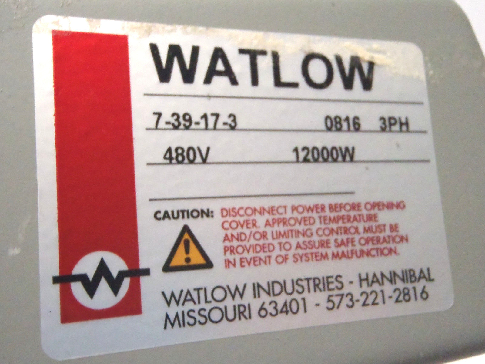 Watlow 7-39-17-3 Immersion Heater 0816 3 Phase 480V Thermal Element - Maverick Industrial Sales