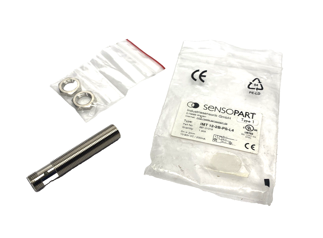 697-01019 | SensorPart Inductive Proximity Sensor M12 3-Pin IMT 12-2B-PS-L4 - New – Open box - Maverick Industrial Sales