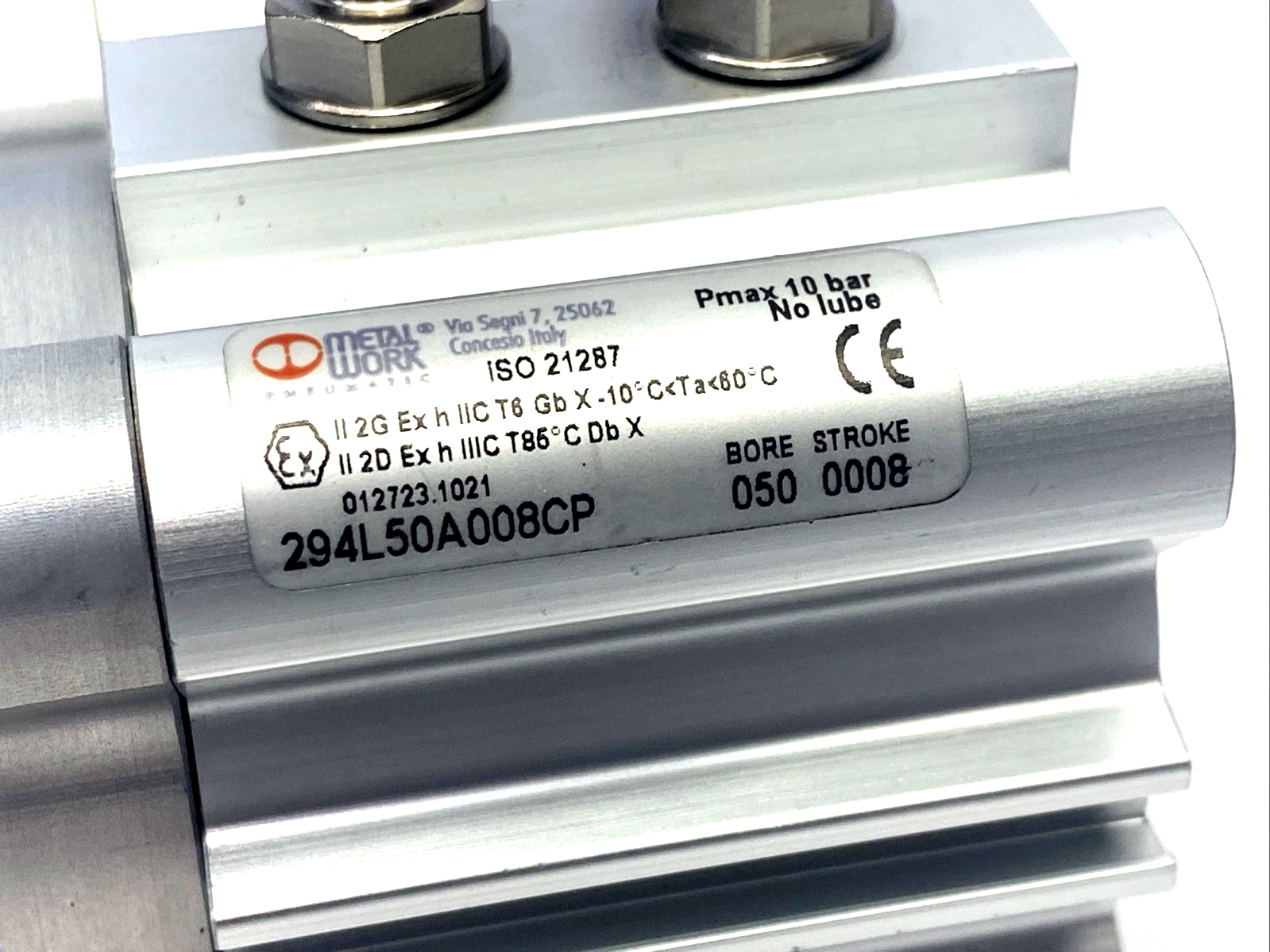 Metal Work 294L50A008CP Pneumatic Cylinder 50mm Bore 8mm Stroke NO HARDWARE - Maverick Industrial Sales