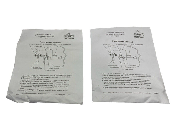 Hoffman 99411399 Installation Instructions Hardware For Grounding Kit LOT OF 2 - Maverick Industrial Sales