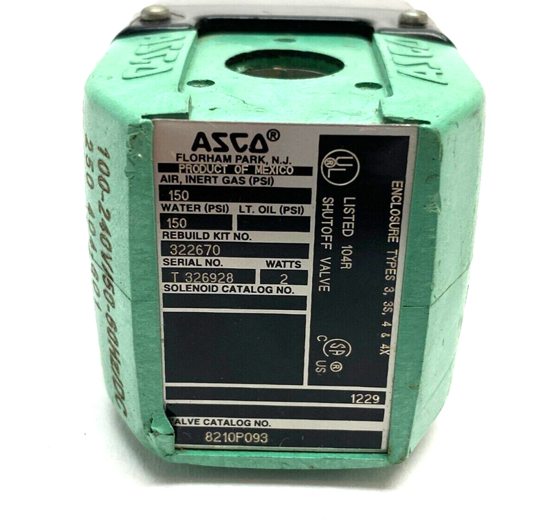 Asco 8210P093 Solenoid Shut-Off Valve 150psi 2W - Maverick Industrial Sales