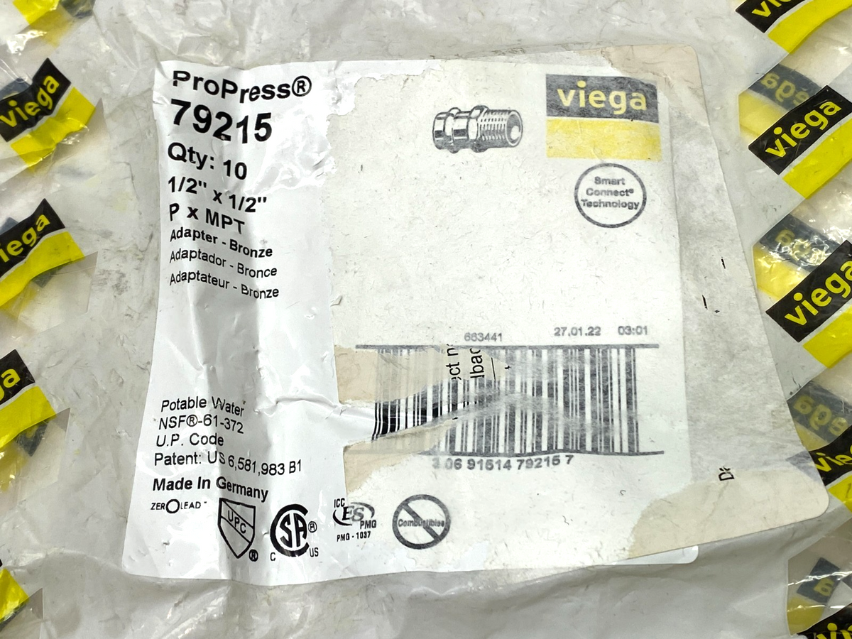 Viega 79215 ProPress Adapter, 1/2" x 1/2", Press Conn. x MPT, Bronze, LOT OF 12 - Maverick Industrial Sales
