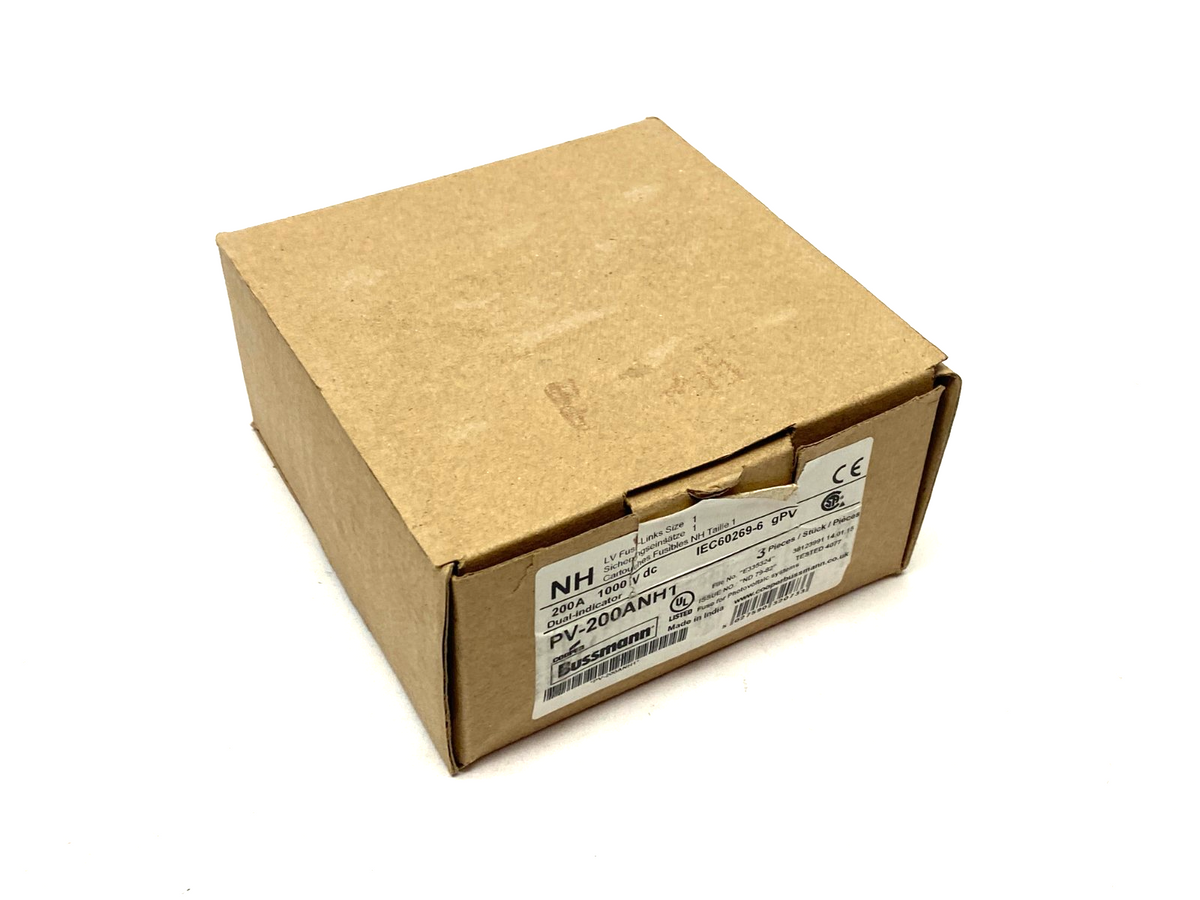 PV-200ANH1 | Cooper Bussmann Dual-Indicator Photovoltalc Fuse 200A 1000V BOX OF 3 - New – Open box - Maverick Industrial Sales