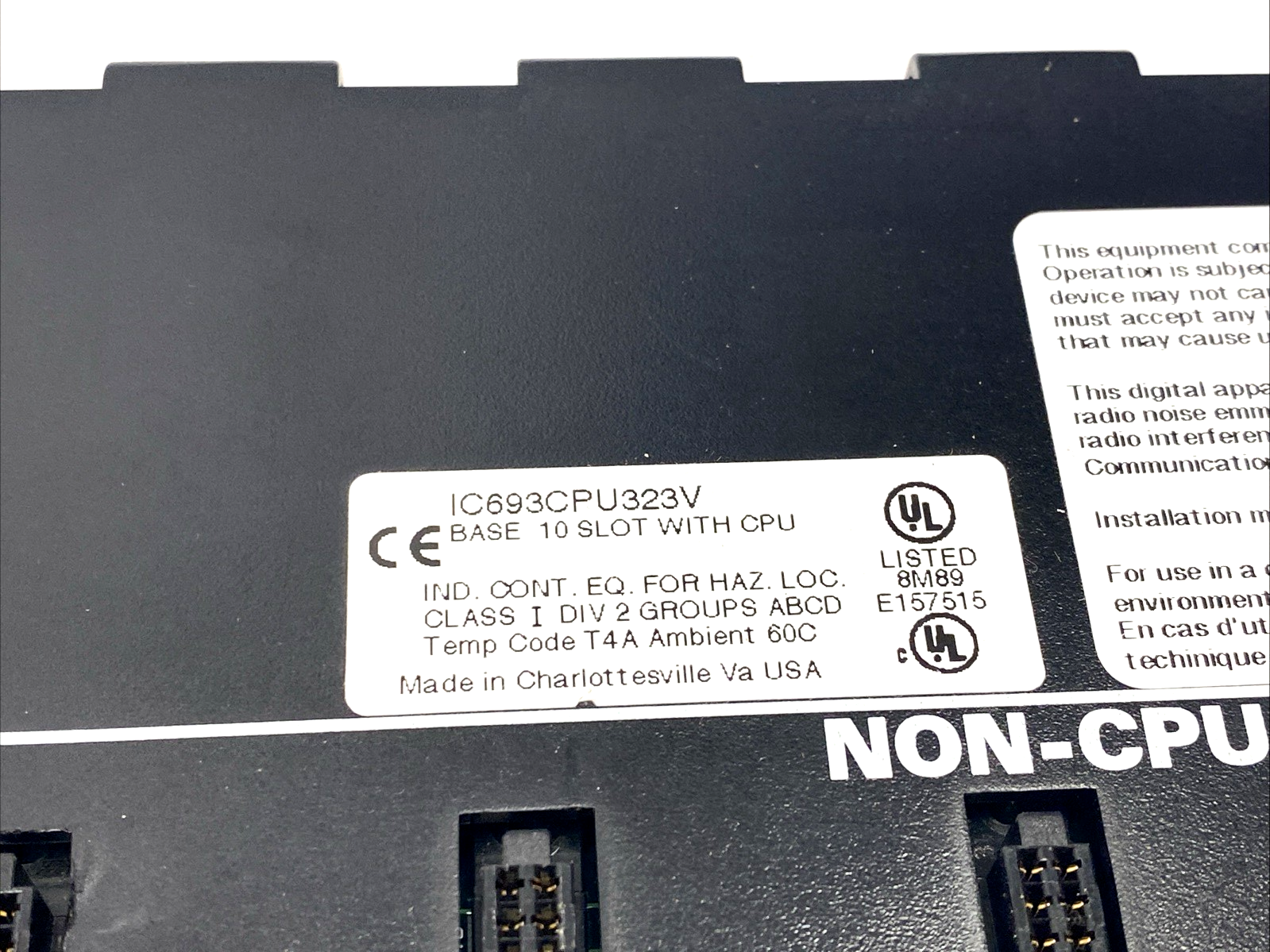 IC693CPU323V | GE Fanuc Base 10-Slot PLC Base/Chassis w/ CPU 395-019N - Used - Maverick Industrial Sales