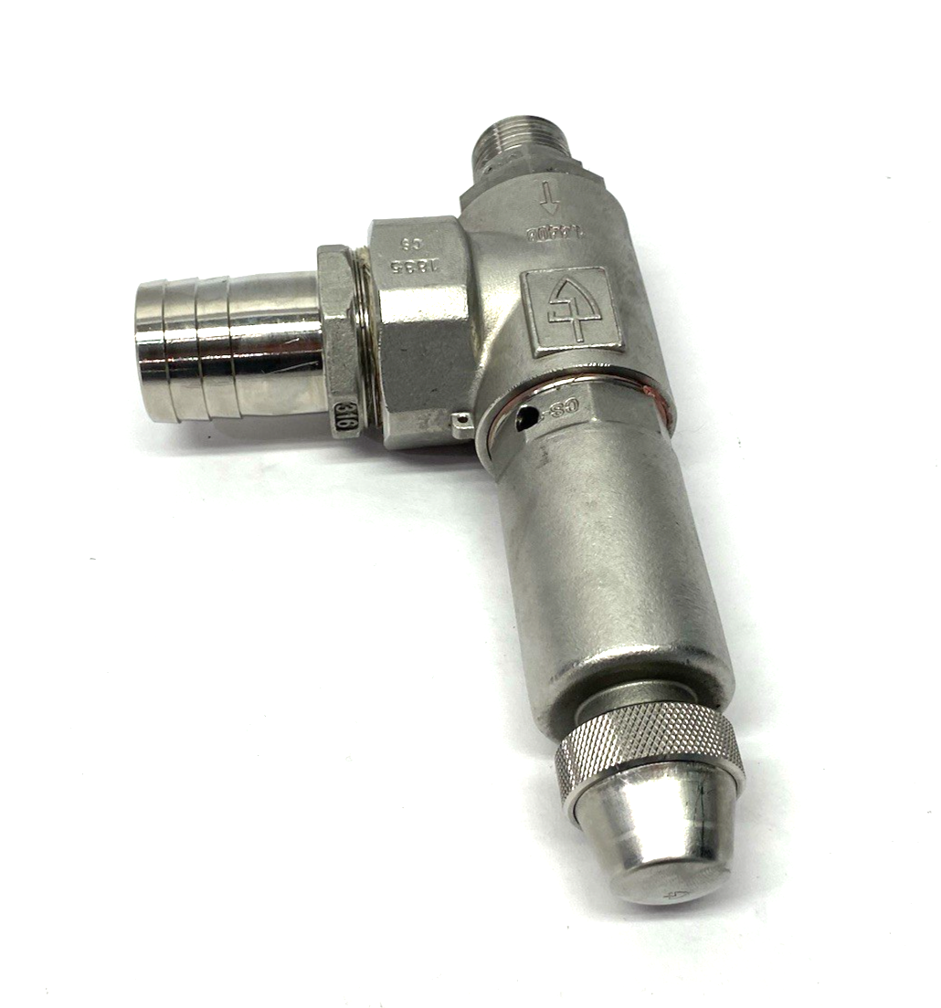 451sGK-20-f/f-20/32-PTFE | Goetze Armaturen Angled Safety Valve, Stainless Steel - Used - Maverick Industrial Sales
