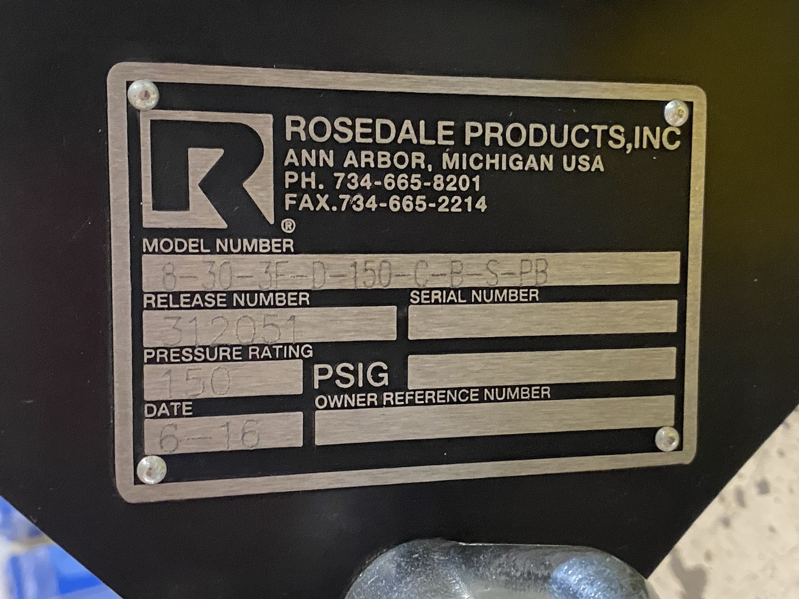 8-30-3F-D-150-C-B-S-PB | Rosedale Products Carbon Steel Filter Housing Style 2 - New – Open box - Maverick Industrial Sales