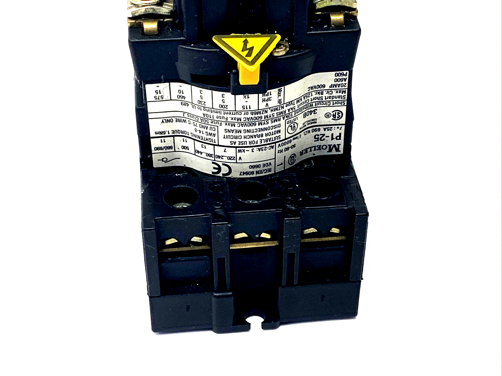 P1-25/EA/SVB | Moeller Rotary Disconnect Circuit Interruptor 25A, NO HANDLE - Used - Maverick Industrial Sales