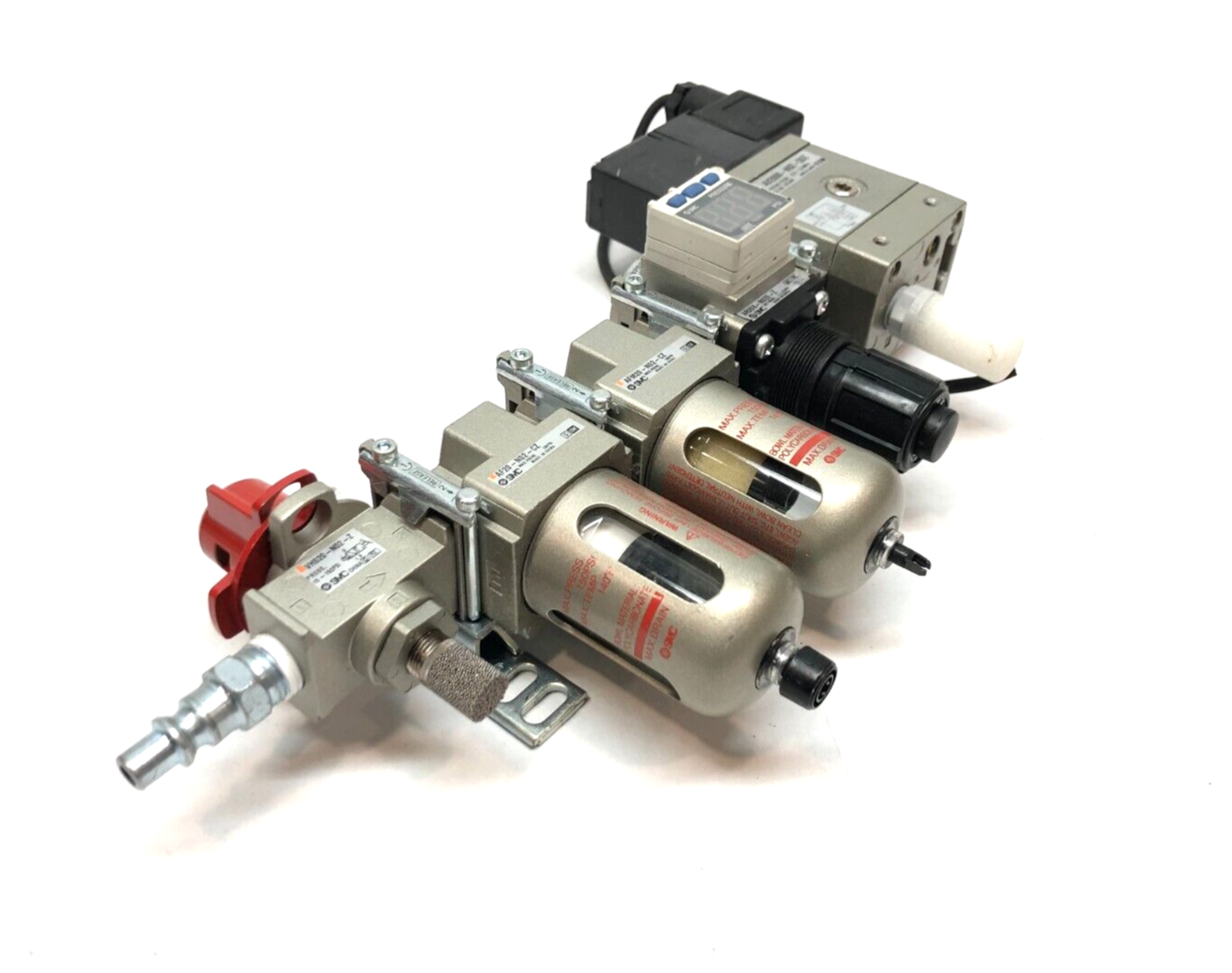 SMC Pneumatic Filter Regulator Assembly, AF20-N02-CZ, AV2000-N02, ISE35-R-65-P - Maverick Industrial Sales