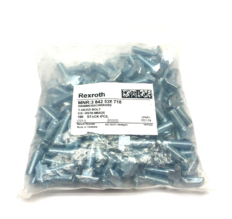 Bosch Rexroth 3842528718 T-Head Bolt CS: HS10-M8x25 PKG OF 100 - Maverick Industrial Sales